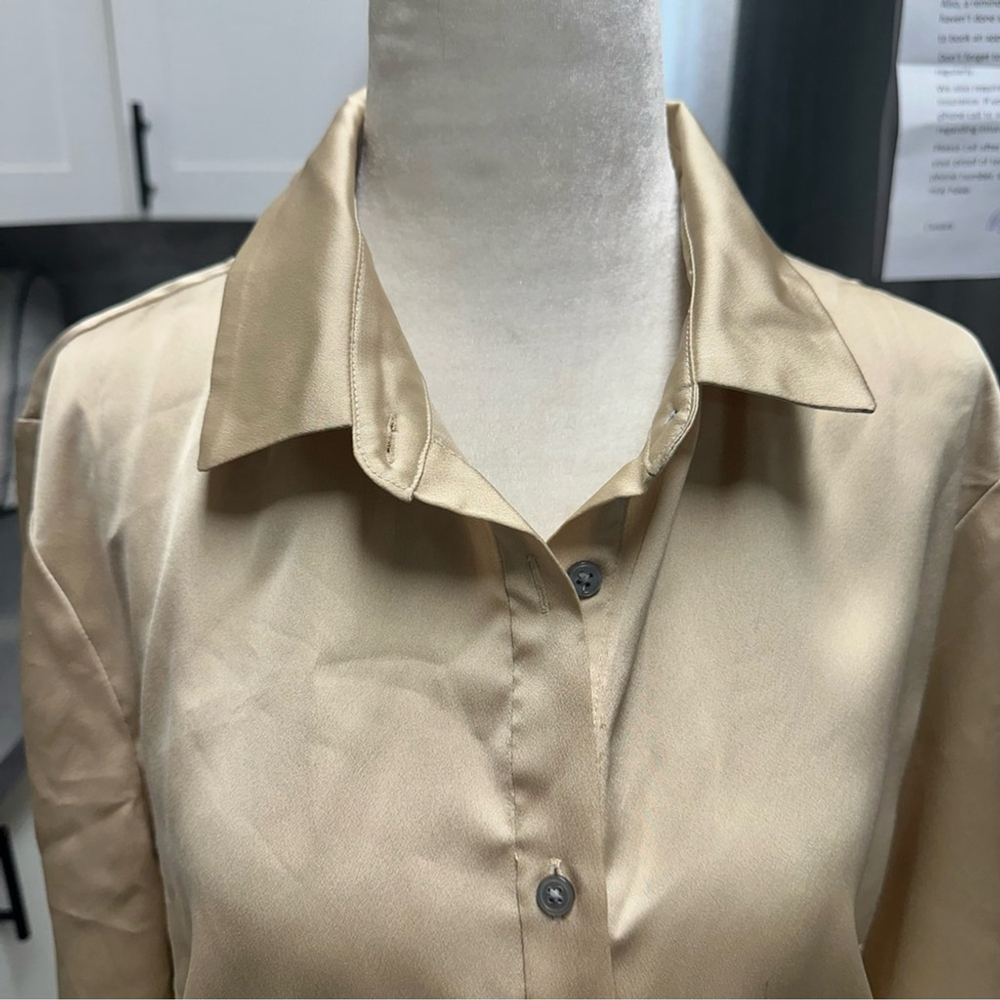 Banana Republic Gold 3/4 Sleeve Shirt Dress - Picture 8 of 14